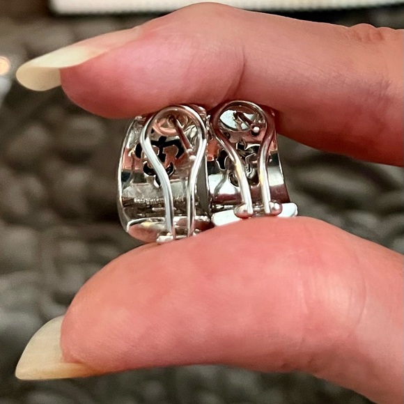 Judith Ripka Sterling Silver Beaded Design Pierced Earrings
